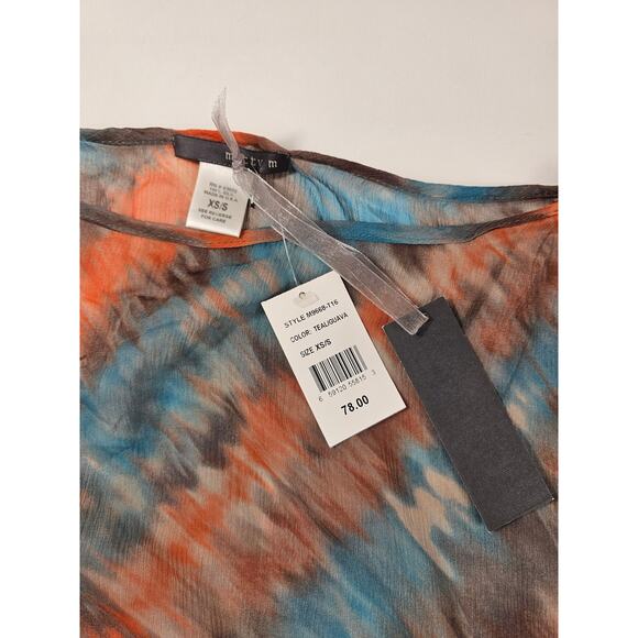 NWT Matty M size XS / S tie-dye ombre Batwing layering SILK boho retro *FLAW* - Picture 3 of 7